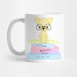 Chihuahua dog wearing glasses and reading books Mug